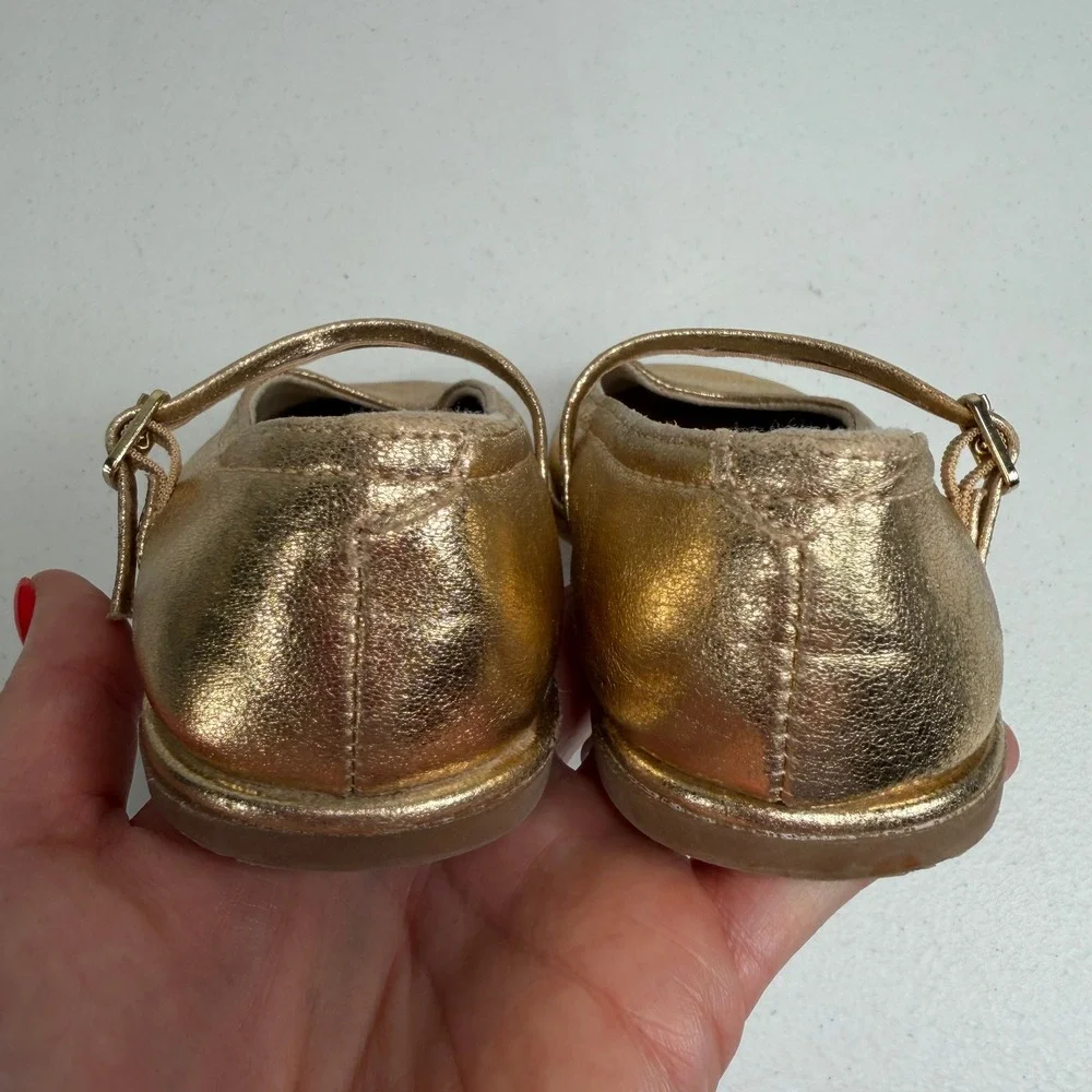 Zara 24 Toddler 8 Mary Jane Shoes Gold Metallic Faux Leather Buckle Strap Party